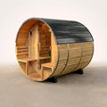 Outdoor Cedar Barrel Sauna Built for Home Wellness, 4-Person Capacity, 9kW Electric Heater, Wi-Fi Control