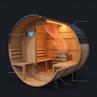 Paxton 4-Person Outdoor Cedar Traditional Wet/Dry Barrel Sauna with Porch, 9Kw Electric Heater, Wi-Fi, LED Lights — How It Works